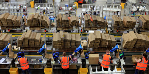 Busy shipping warehouse