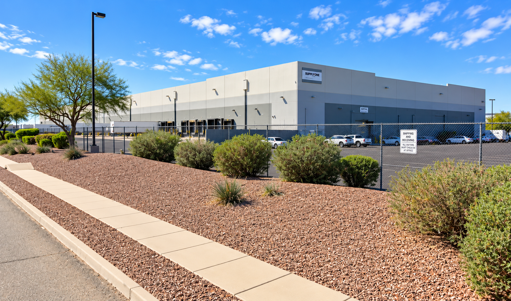 Exterior view of the SupplyOne packaging facility in Tucson, Arizona, providing custom packaging and industrial packaging solutions.